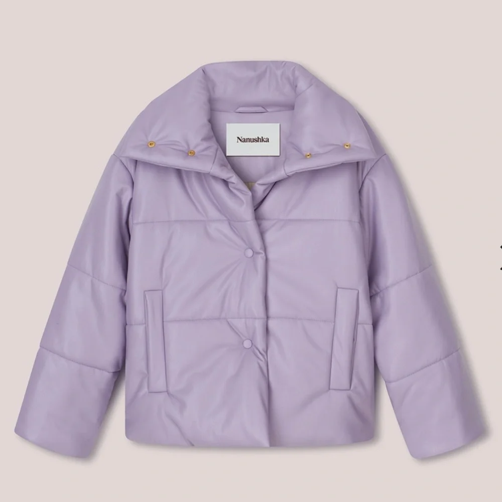 NWOT Nanushka HIDE Vegan Leather puffer jacket Lilac - Picture 1 of 13